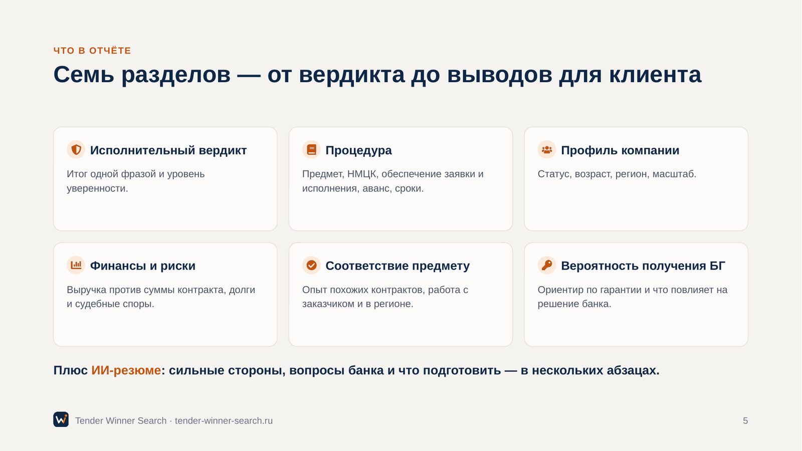 Разделы отчёта